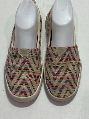 Mad Love Women’s Slip On Flats Size 7 Multi Color Canvas Chevron Embroidered - Image 1 of 4
