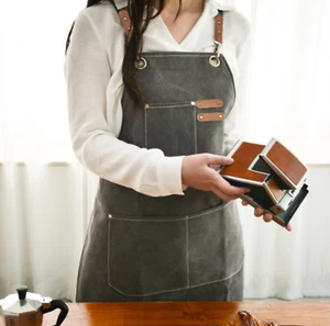 Unisex Denim Waterproof adjustable across shoulder Hard Work Aprons with pockets - Picture 1 of 10