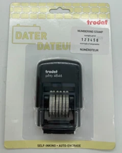 BRAND NEW Trodat Printy 4846 Self-Inking 6 Band Number Stamp - Black Ink - Foto 1 di 2