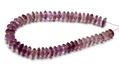 Natural Amethyst Gems 9 to 10 mm Size German Cut Rondelle Beads 10" Strand - Image 1 of 3