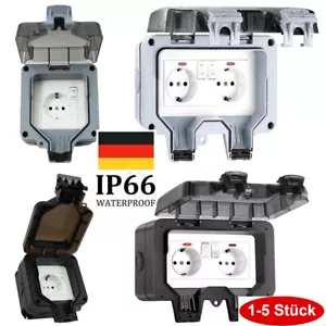 Enchufe de pared IP66 enchufe exterior enchufe de jardín enchufe exterior empotrado DE - Imagen 1 de 16