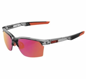 100% Sportcoupe Casual Sunglasses Cyrstal Smoke w/Purple Mirrored Lens NEW - Picture 1 of 1