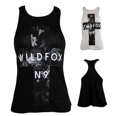 NUEVA CAMISETA SIN MANGAS WILDFOX COUTURE BRUJAS PERFUME N9 CORREDOR ESPALDA NEGRA GRIS Foto 1 de 4