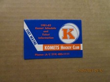 IHL Fort Wayne Komets Vintage Circa 1981-82 Team Logo Hockey Pocket Schedule
