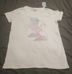 Cat & Jack Shirt Girls XL (14/16) White Unicorn Short Sleeve  - Picture 1 of 7