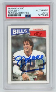 JIM KELLY Buffalo Bills Signed 1987 Topps Rookie Card #362  + PSA Auto #62480