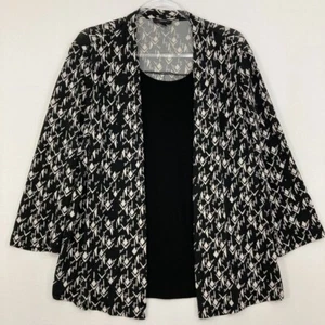 Cocomo size XL Black White Geometric Stretch Knit Layered Office Career Top - Picture 1 of 10