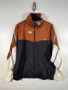 Vtg Ellesse Unisex Full Zip Mockneck Nylon Track Windbreaker Jacket Brown Sz 6 - Picture 1 of 9