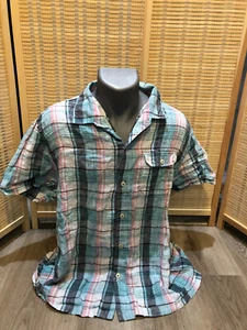 Tommy Bahama Hawaiian Button Up Shirt 100% LInen Plaid Striped XLX XL H813 - Picture 1 of 10