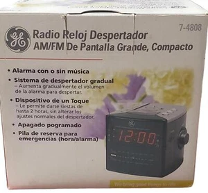 GE Large Display AM/FM Dual Wake Clock Radio - Model 74808 - Black/Grey Open Box - Picture 1 of 15