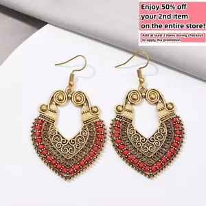 Pendientes BOHO con flecos borla bohemia retro étnica colgante gota hecha a mano joyería - Imagen 1 de 11