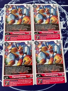 x4 Flamedramon EX3-008 C Playset Digimon TCG Ruggito Draconico - Foto 1 di 1