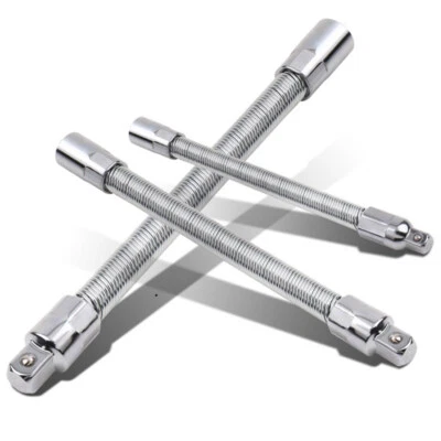 3Pcs Flexible Socket Extension Bar Ratchet Set 1/2" 3/8" 1/4" Shaft Drive Flex - Image 1 of 4