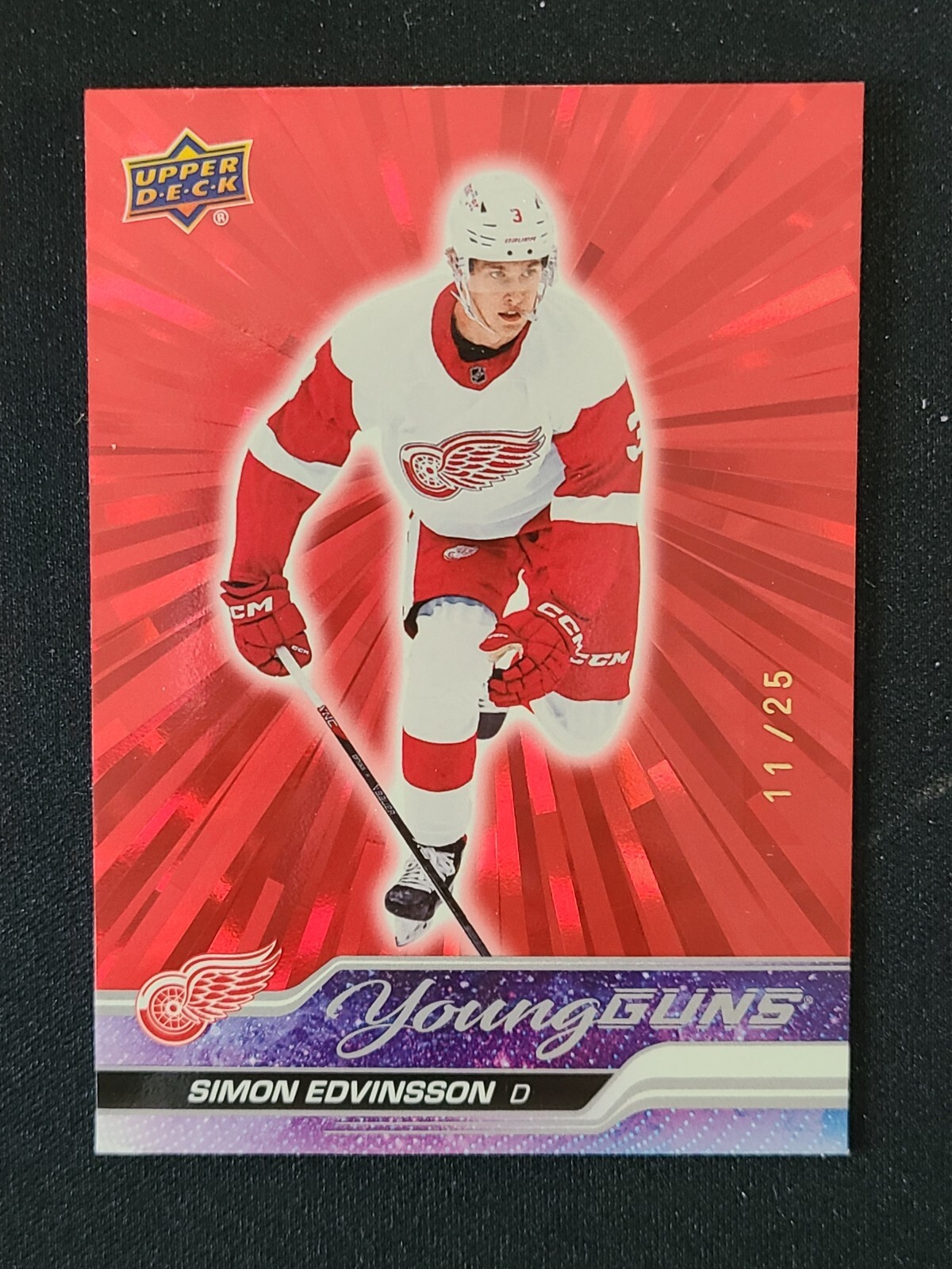 2023-24 Upper Deck Young Guns Outburst RED #228 Simon Edvinsson Detroit 11/25