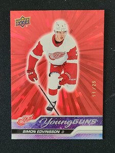 2023-24 Upper Deck Young Guns Outburst RED #228 Simon Edvinsson Detroit 11/25