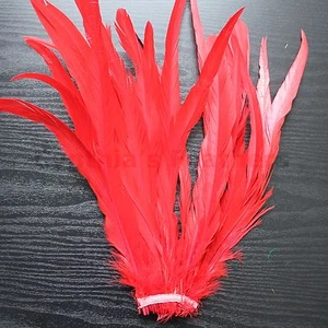 25 Pezzi Piume Coda COQUE di Gallo Tinte Rosso Luminoso Lunghe 12-14" per Artigianato, NUOVE - Foto 1 di 2