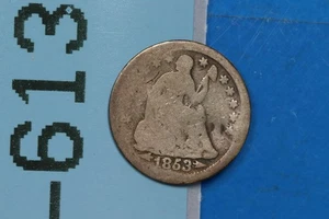 1853 H10C SEATED LIBERTY SILVER HALF DIME EARLY US TYPE RAW-613 - Picture 1 of 2