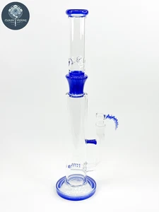 18” Inline Perc Glass Bong – Blue Thick Water Pipe Hookah w/ 18mm Bowl - Picture 1 of 12