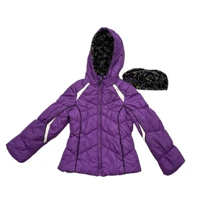 Chaqueta acolchada púrpura London Fog para niñas con capucha y sombrero talla S (7-8) niños nueva sin etiquetas - Imagen 1 de 9