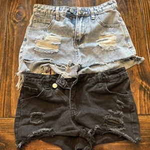 2 Pairs Of SHEIN Cut Off Jean Shorts Size 12-13Y - Picture 1 of 8