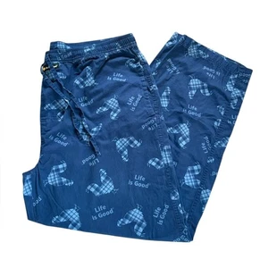 Life Is Good Mens or Unisex Pajama Bottoms Blue Plaid Roosters Chickens Size XXL - Picture 1 of 7
