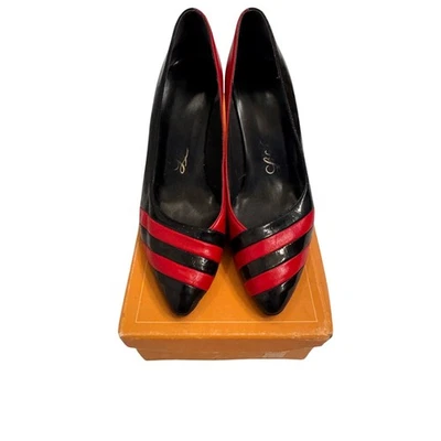 Zapatos de salón LifeStride para mujer a rayas negras y rojas punta talla 9B con caja Foto 1 de 4