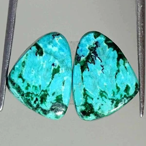 12,90 kt natürlicher Malachit Chrysokoll ausgefallenes Paar Cabochon lose Edelstein - Bild 1 von 5