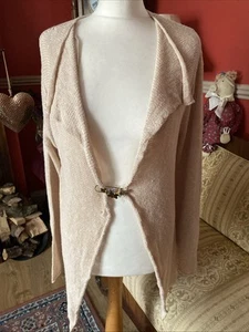 M&S Waterfall Linen/Cotton Cardigan Summer Holiday Casual Large 16-18 With Pin - Picture 1 of 8