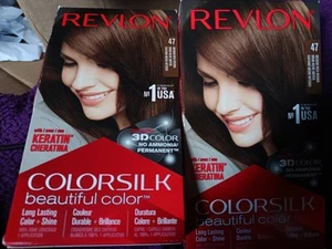 Revlon Colorsilk Permanent Hair Colour 47 Medium Rich Brown Pack Of 2 w/Keratin - Picture 1 of 1