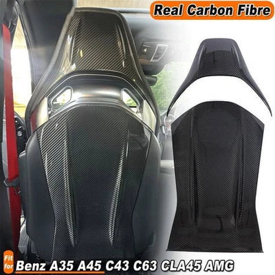 Tapa de cubierta de respaldo de asiento de fibra de carbono completa para Benz A35 A45 C43 C63 CLA45 AMG Foto 1 de 4