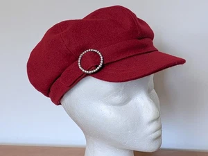 Gorra de Newsboy Estilo Mod Rojo Hebilla Redonda, Forrada, Mezcla de Lana Talla Única - Imagen 1 de 7