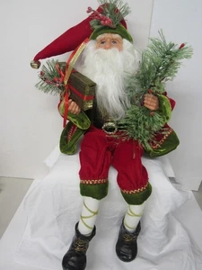 Victorian Christmas 21" Woodland Santa Elf Shelf Sitter Posable Doll Figurine - Picture 1 of 7