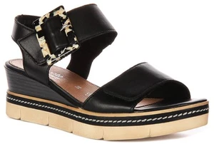 Remonte Gancio E Anello Grande Fibbia IN Pelle Donna Sandali IN Nero UK 4 - 8 - Foto 1 di 6