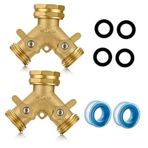 Garden Hose Splitter,2 Way Connector Heavy Duty Brass, Garden Faucet,Splitter - Picture 1 of 7