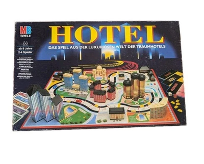 Hotel MB Spiele Brettspiel 1993 Vintage Gesellschaftsspiel Mit Laternen Blau - Bild 1 von 4