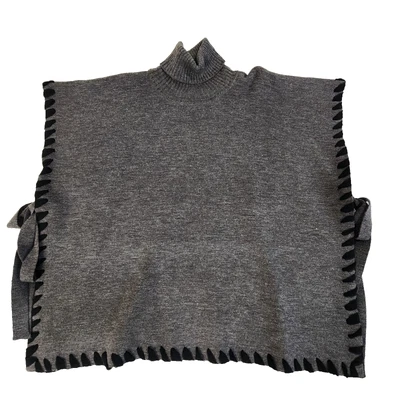 Antonio Melani Turtleneck Poncho Womens XS/S Gray Black Knit Sweater Cape #1993 - Image 1 of 4