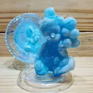 Mosser Glass Gabby All The World Loves A Clown Slag Blue w/Plate & Stand - Picture 1 of 14
