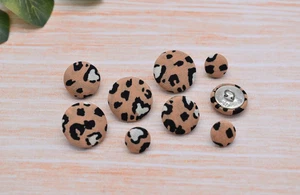 Set of 5 Orange Leopard Print Fabric Covered Shank Buttons - 12mm, 18mm, 22mm - Picture 1 of 9