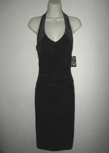 Vestido Epilogue Mujer Talla Mediana Negro Halter Elastizado Terciopelo Nuevo con Etiquetas - Imagen 1 de 3