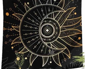 Moon and Mandala Lotus Tapestry Wall Decor LARGE 59.1 x 78.7 Inch NEW - Picture 1 of 5