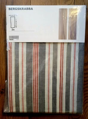Шторы IKEA BERGSKRABBA 2 панели 1 пара серые, красная полоса 57x98 дюймов 145x250 см НОВЫЕ - Изображение 1 из 4