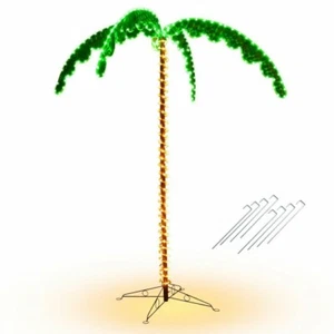 7 Ft LED Tropical Pre-lit LED Rope Light Palm Tree Decor Artificial Outdoor Tree - Picture 1 of 12
