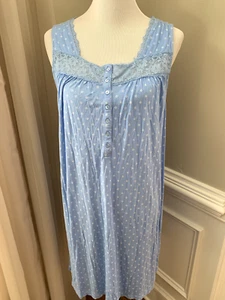Croft and Barrow Camisón Grande L Vestido Mezcla Rayón Tejido Azul Sin Mangas - Imagen 1 de 7