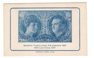 LUSSEMBURGO 1927 CARTOLINA MOSTRA FRANCOBOLLI CON REGALITÀ - Foto 1 di 2
