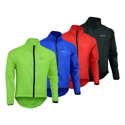 Mens Cycling Waterproof Jacket High Visibility Running Top Rain Coat S to 2XL - Image 1 of 4