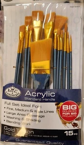 Royal & Langnickel(R) Gold Taklon Value Pack Acrylic Brush Set-15/Pkg Variety - Picture 1 of 2