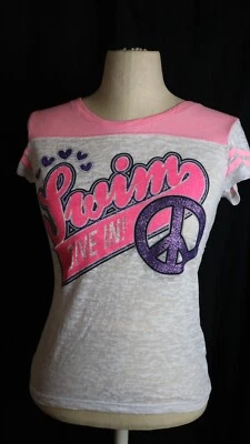 Camisa Top Justice Girls 12 Y2K Nadar Buceo en Paz Rosa Púrpura Brillante Burnout Foto 1 de 4