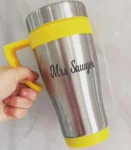 Personalised Name Sticker Label for Travel Mug Cup Coffee Hot Drink Gift Decal - Picture 1 of 4