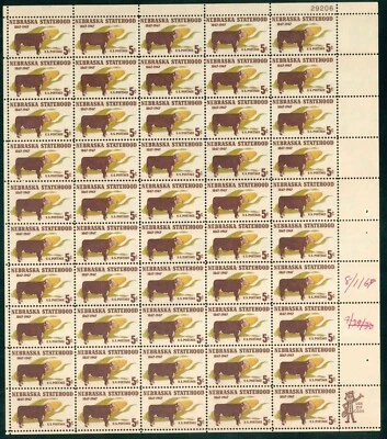 Scott #1328 5¢ Nebraska Statehood Mint Sheet MNH  CV $18.10 - Image 1 of 2