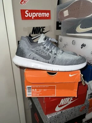 Nike Mens  Free RN Run Flyknit 2017 9.5 880843-002 Wolf Grey/white OG BOX - Image 1 of 4
